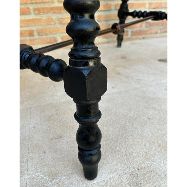 Early 20th Century Early 20th Century Spanish Side Table with Turned Legs and Iron Stretcher, 1920s For Sale - Image 5 of 18
