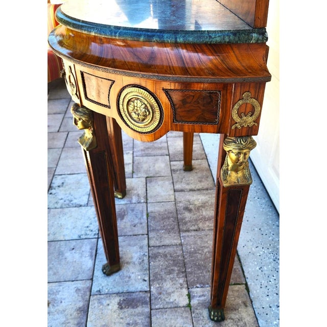 Wood French Empire Style Console Marble Entry Table & Mirror For Sale - Image 7 of 17