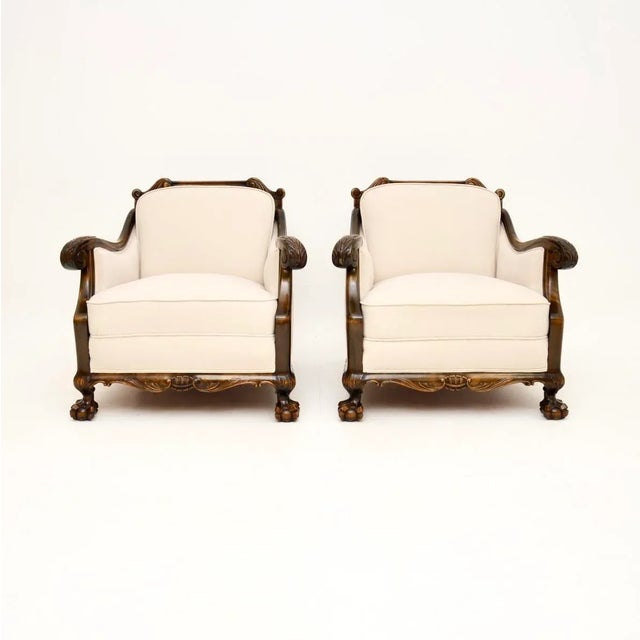A beautiful pair of antique Swedish armchairs in satin birch. They were recently imported from Sweden, and date from...