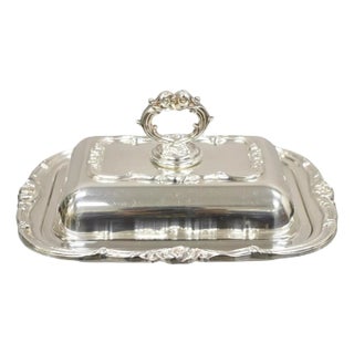 Vintage English Silver Mfg Co Silver Plated Covered Twin Serving Platter Dish For Sale