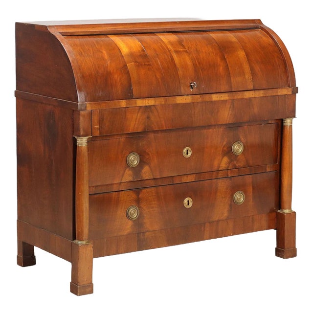 Empire Walnut Bureau with Bronze Details For Sale