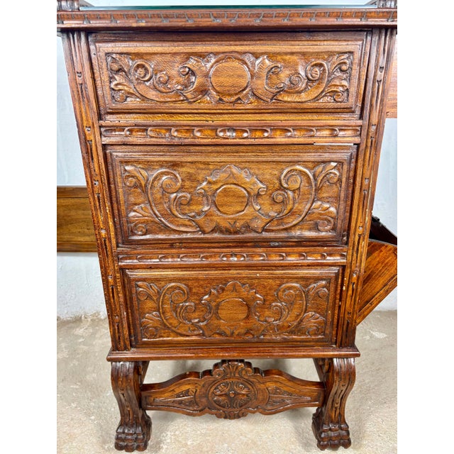 Victorian Oak Carved Serving Cabinet, 1930s For Sale - Image 13 of 13