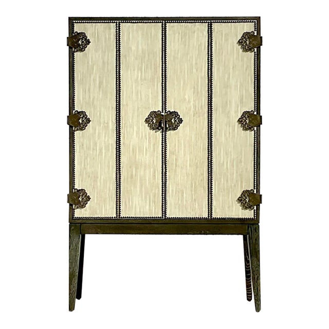 Vintage Boho Arteriors Chelsey 60 Dry Bar Cabinet For Sale