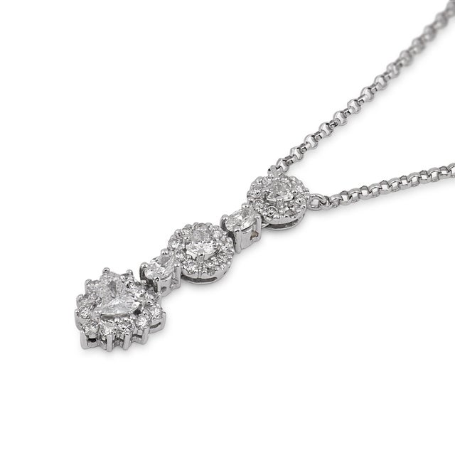 Contemporary Diamond 18k White Gold Pendant Necklace For Sale - Image 4 of 7