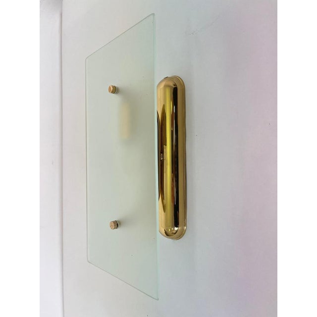 Metal Mid-Century Brass and Glass Wall Lights, 1980s, Set of 2 For Sale - Image 7 of 8