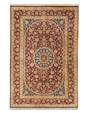Pasargad Red Persian Pure Silk Qum Rug- 3'3'' X 4'9''