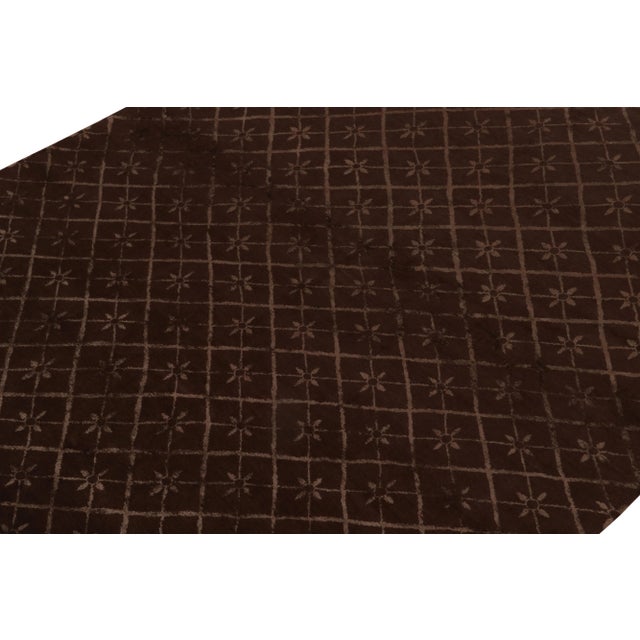 Rug & Kilim Rug & Kilim’s French Style Rug in Brown With Lattices, Geometric Patterns For Sale - Image 4 of 8