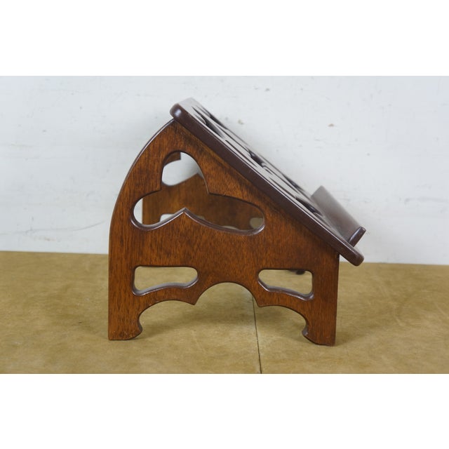 Wood Mid 20th Century Gothic Mahogany Pommy Cross Bible Book Music Stand Lectern Podium 14" For Sale - Image 7 of 13