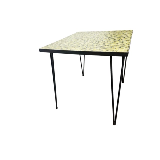 1960s Mid-Century Child’s Dinette Set With Yellow Crosshatch Laminate For Sale - Image 4 of 18