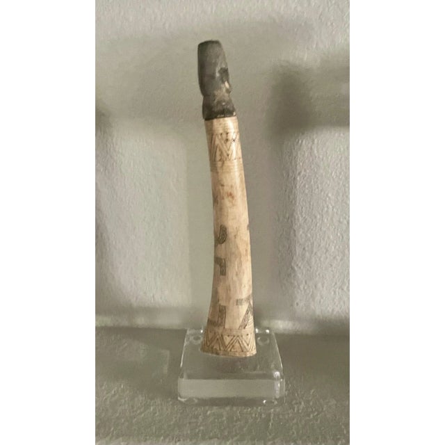 Mid 19th Century 19th Century Indonesian Tribal Scrimshaw Figure (10" High) For Sale - Image 5 of 8