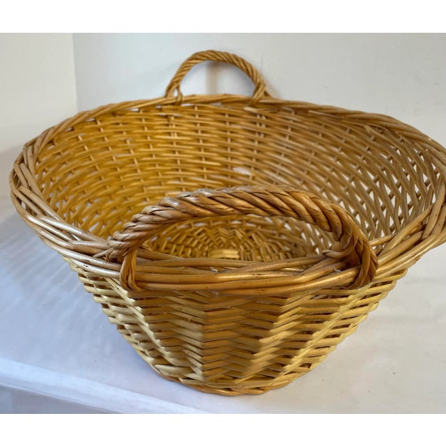 Brown Nice Vintage Wicker Handled Basket For Sale - Image 8 of 9