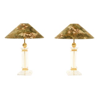 Vintage Italian Acrylic Glass Table Lamps, 1970s, Set of 2 For Sale