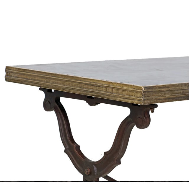 French Matthew Izzo Home Avignon Hand Hammered Iron Bistro Dining Table - 63"w For Sale - Image 3 of 5