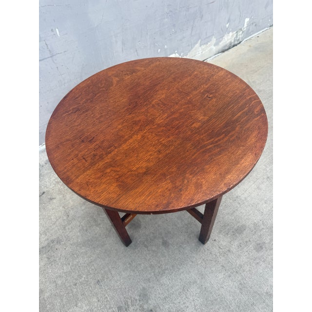 L& Jg Stickley Round Mission Oak Center Table For Sale In Miami - Image 6 of 12