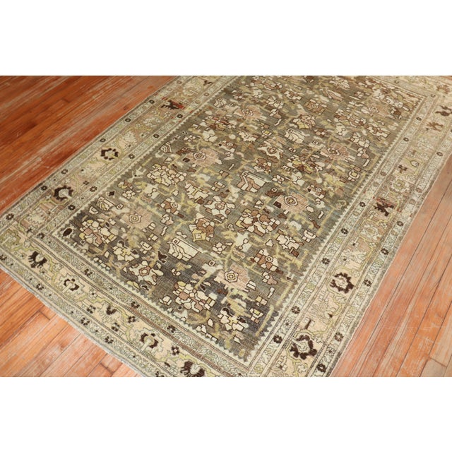 Gray Antique Zabihi Collection Persian Bidjar Accent Rug For Sale - Image 8 of 8