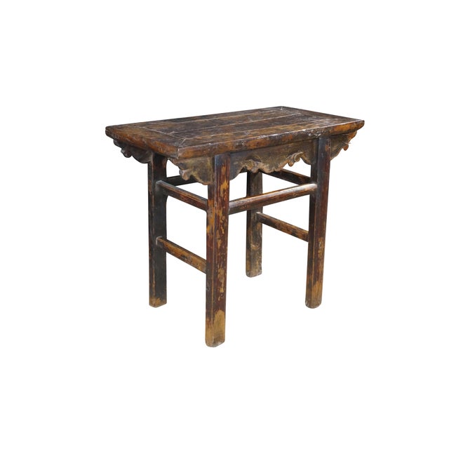 Chinese Mid-20th Century Chinese Ming Style Elm Altar Wine Table Hall Console 35" For Sale - Image 3 of 18