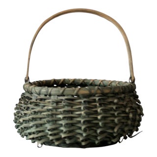 Vintage Green Porcupine Curl Basket For Sale