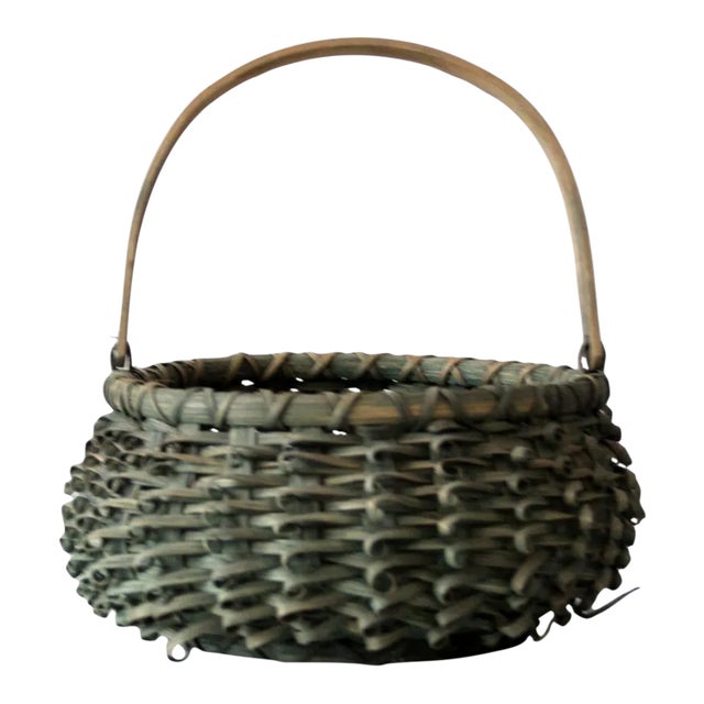 Vintage Green Porcupine Curl Basket For Sale