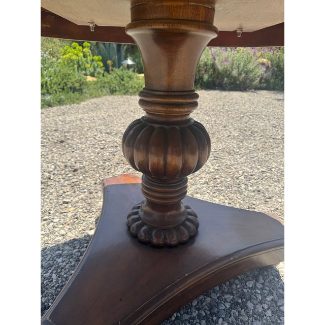 Rustic European 1980s Round Pedestal Wood Table For Sale - Image 3 of 10