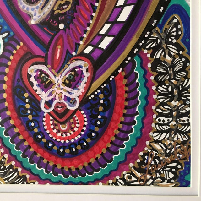 2010s Framed Abstract "Behind the Tapestry" Mixed Media on Paper by Laurel Rosenberg For Sale - Image 5 of 6