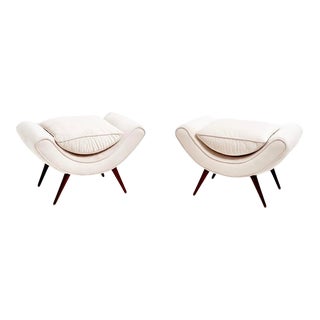 French Modern Curved Splay Leg Stools, 1970 For Sale