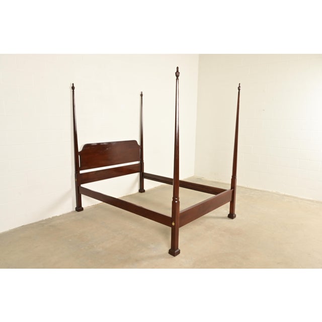 Harden Furniture Harden Georgian Carved Solid Cherry Wood Queen Size Poster Bed For Sale - Image 4 of 11