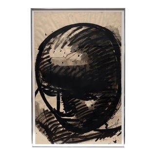 1970s Sylvia Schuster Sepia Ink Drawing of a Head, Framed For Sale