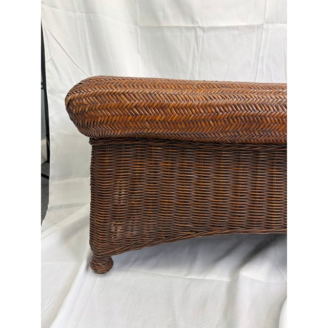 Late 20th Century Coastal Rattan Rectangular Coffee Table For Sale - Image 4 of 9