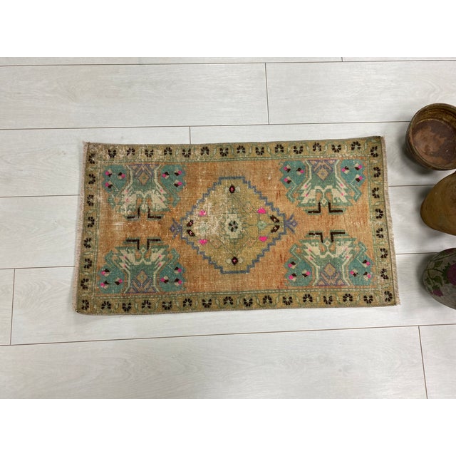 Vintage Anatolian Small Floral Carpet For Sale - Image 4 of 5