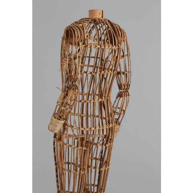 Brown Anitque Mannequin in Bamboo, Cane, Wood and Steel, 1890s For Sale - Image 8 of 10