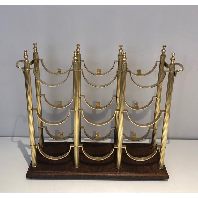 Brass Neoclassical Brass Bottle Rack in the Style of Maison Jansen For Sale - Image 8 of 12
