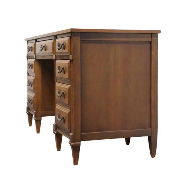Bassett Bassett Furniture Solid Cherry Italian Neoclassical Tuscan Style 54" Writing Desk For Sale - Image 4 of 11