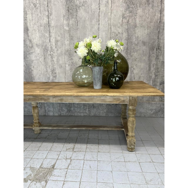 Dimensions: 340cm long x 98cm wide x 76cm high. Leg room 62cm high A very beautiful and versatile long solid oak dining...
