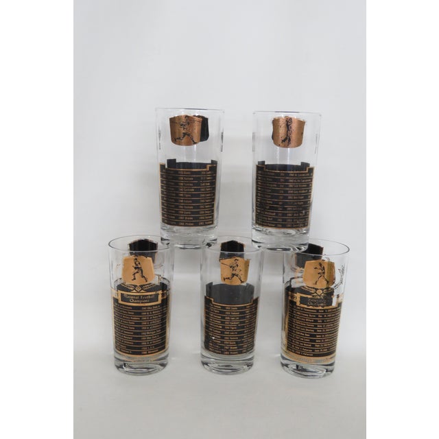 Mid-Century Modern Cera All Time Greats 5pc Set Highball Cocktail Glasses Black With 22k Gold 4994b For Sale - Image 3 of 18