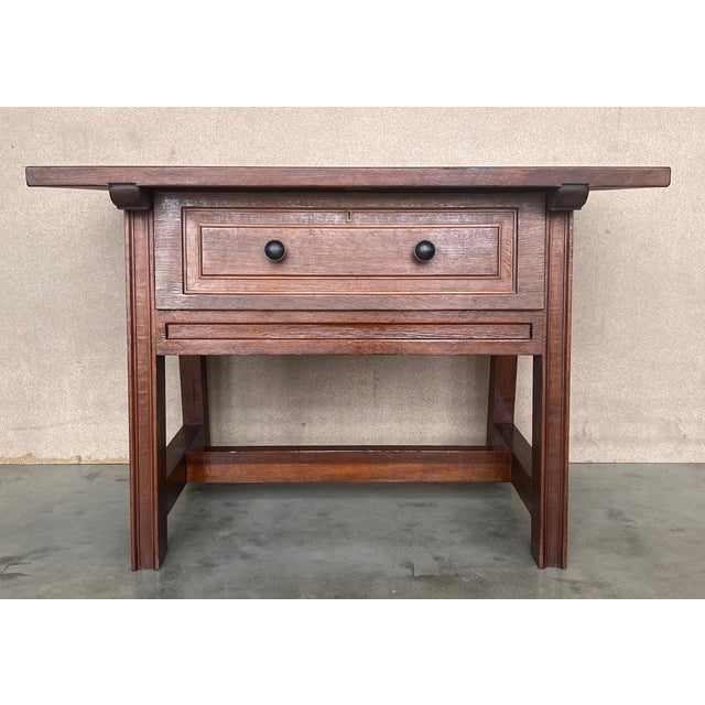 Rustic Late 19th Century Rustic Artisan Made Pyrenees Mountains Side Table End Table For Sale - Image 3 of 12