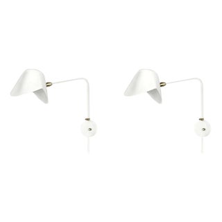 Modern White Anthony Wall Lamps by Serge Mouille, Set of 2 For Sale