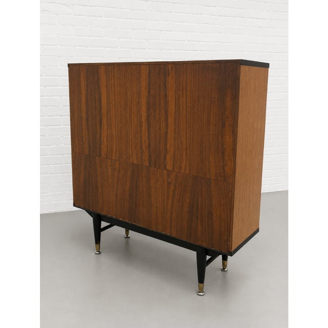 Mid Century Modern Display Cabinet | Walnut & Melamine Bookcase by Berry Furniture, Made in England, C. 1960’s For Sale - Image 14 of 15