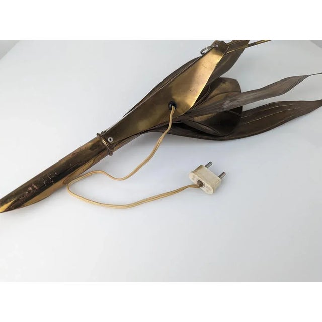 Floral Wall Light with Brass Leaves, 1960 For Sale - Image 6 of 8