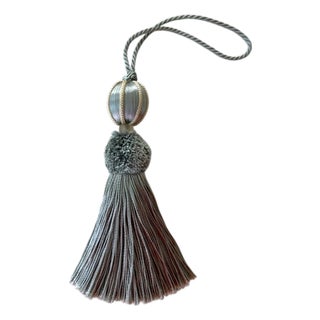Petite Beaded Key Tassel in Bluestone Color W Velvet Ruche For Sale