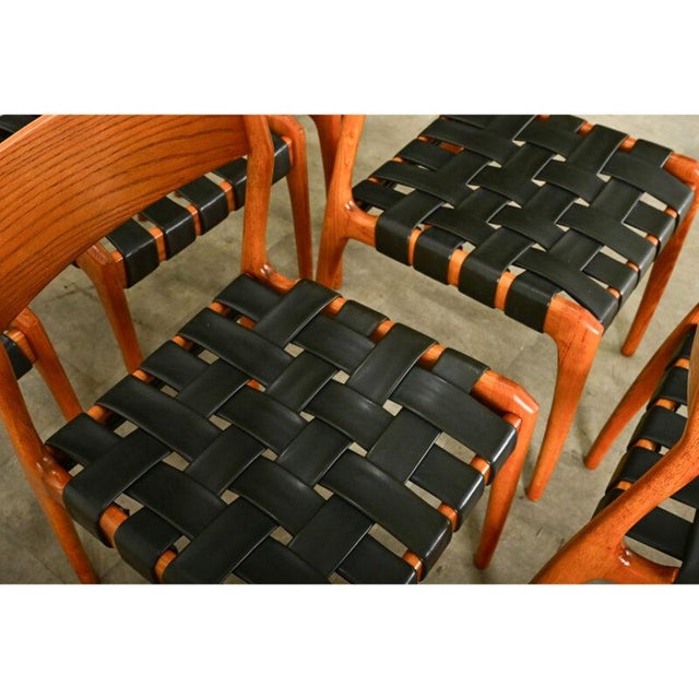 Italian Midcentury Leather and Beech Dining Chairs - Set of Six For Sale - Image 9 of 12