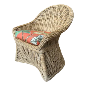 Vintage Twisted Rattan Coastal Style Lounge Chair