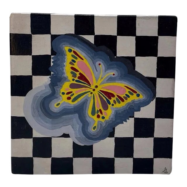 Postmodern Style Butterfly Still Life Painting in Mackenzie-Childs Style For Sale