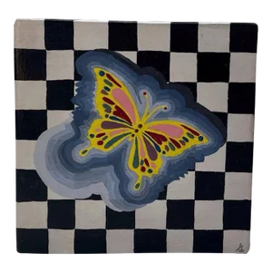 Postmodern Style Butterfly Still Life Painting in Mackenzie-Childs Style