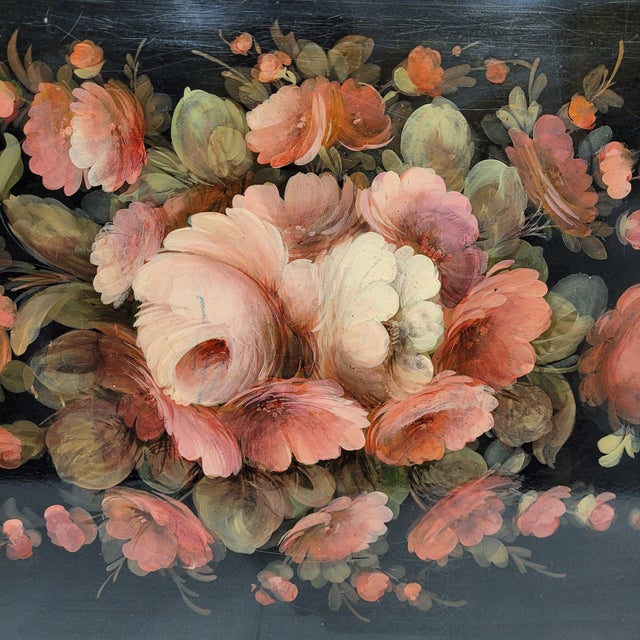 Tray with Flowers Roses and Peonies, Napoleon Iii, S. Xix France For Sale - Image 11 of 18