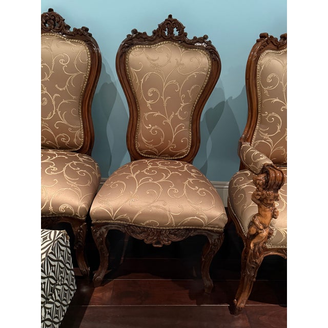 Wood 1980s Victorian Rococo Revival Living Room / Salon Set – 7 Pieces For Sale - Image 7 of 8