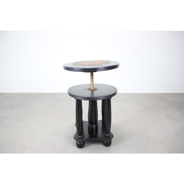 Antique Adjustable Piano Stool with Leather Seat, 1910s For Sale - Image 9 of 11