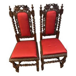Late 19th Century French Hunting-style DiningChairs, Set of 2 For Sale