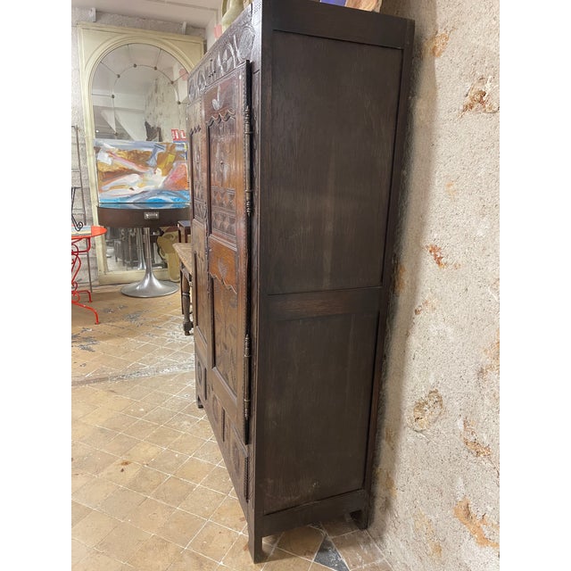 Antique Carved Wooden Wardrobe For Sale - Image 3 of 4