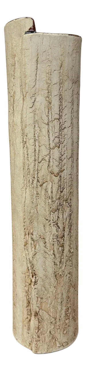 Cream Textured Cylinder Prem Vase with Red Brown Inside