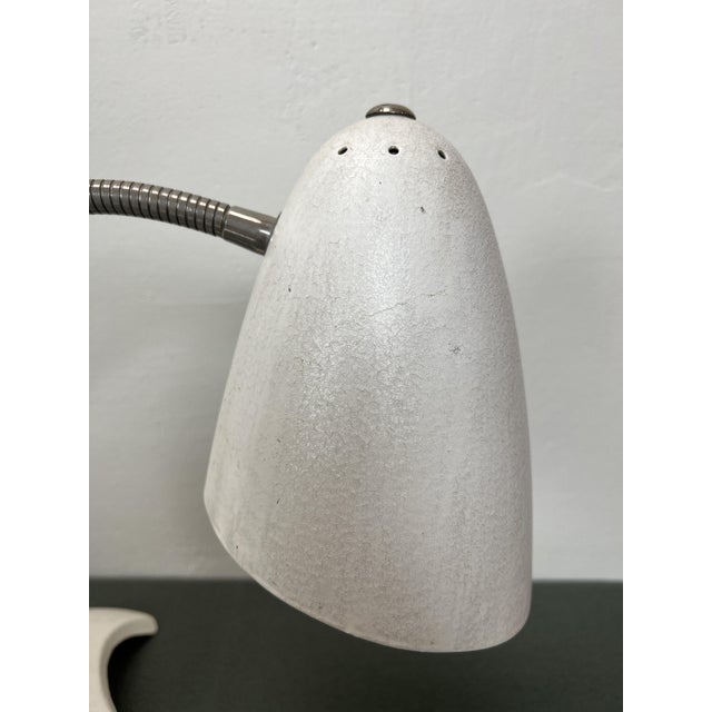 Silver Mid-Century White Shrink Varnish Table Lamp, 1950s For Sale - Image 8 of 18